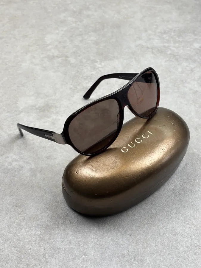 2000s Gucci Black Acetate Aviator Sunglasses ngxGkaU 0