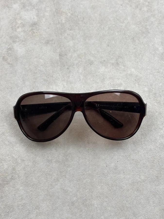 2000s Gucci Black Acetate Aviator Sunglasses ngxGkaU 4