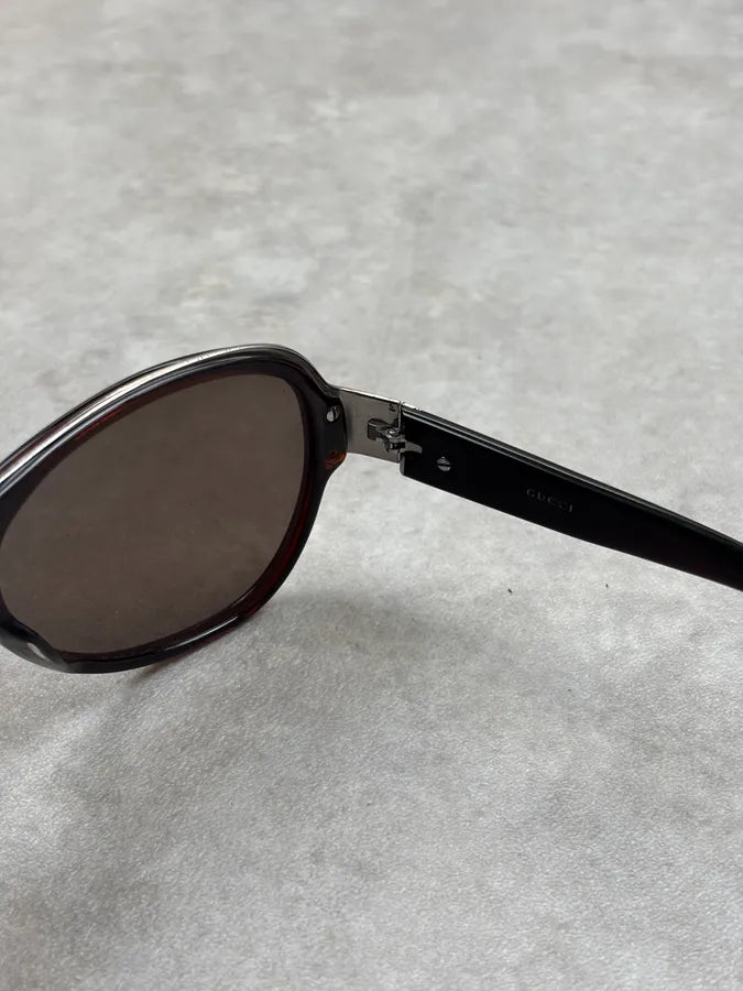 2000s Gucci Black Acetate Aviator Sunglasses ngxGkaU 9
