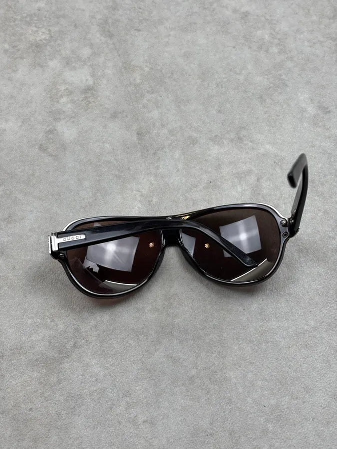 2000s Gucci Black Acetate Aviator Sunglasses ngxGkaU 11