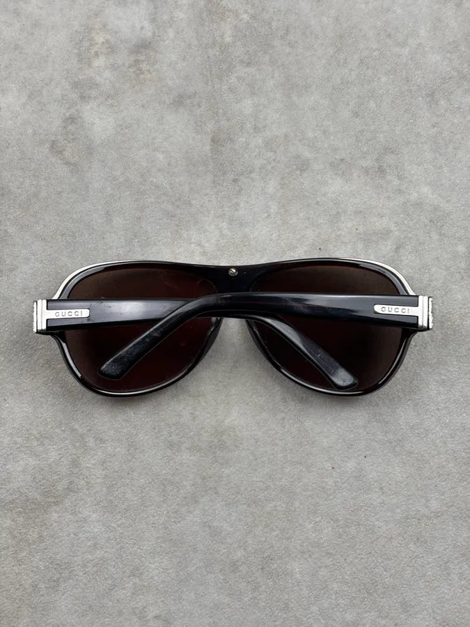 2000s Gucci Black Acetate Aviator Sunglasses ngxGkaU 5