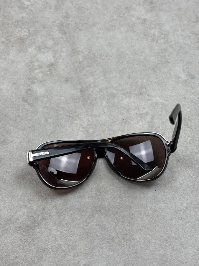 2000s Gucci Black Acetate Aviator Sunglasses ngxGkaU 10