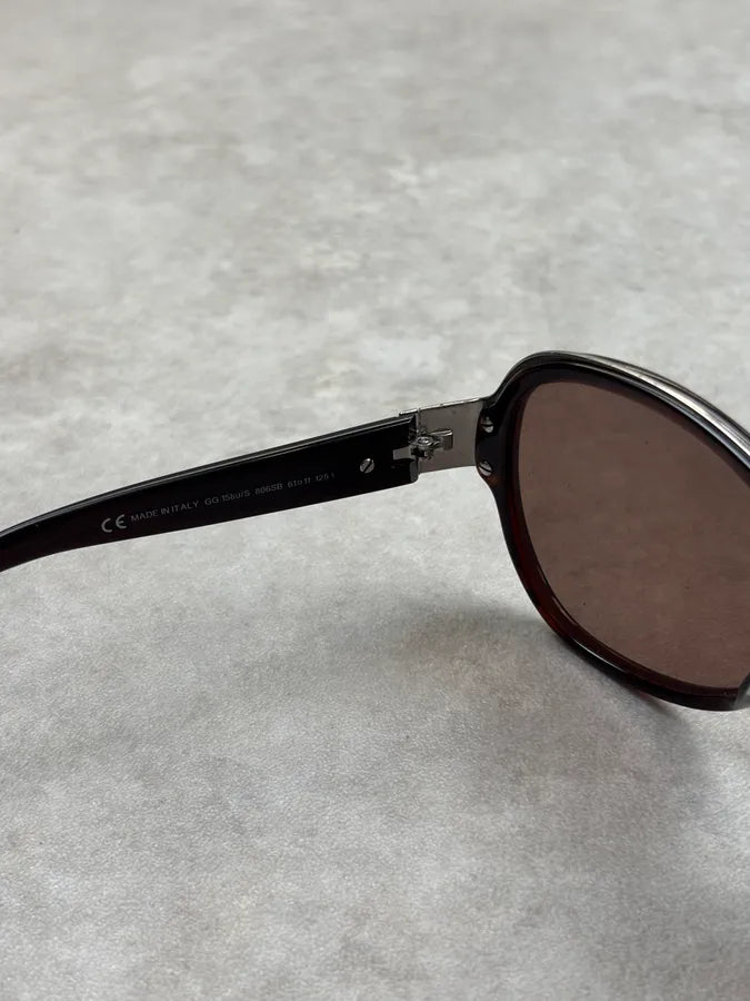 2000s Gucci Black Acetate Aviator Sunglasses ngxGkaU 8