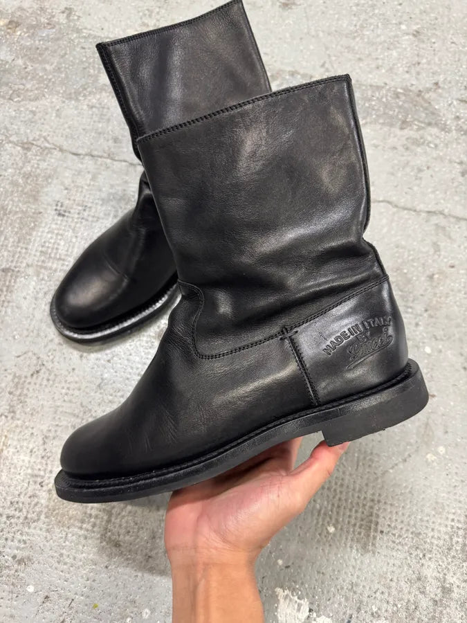 2000s Gucci Black Ankle Biker Leather Boots (42eu/us8.5) KyYvkAd 2