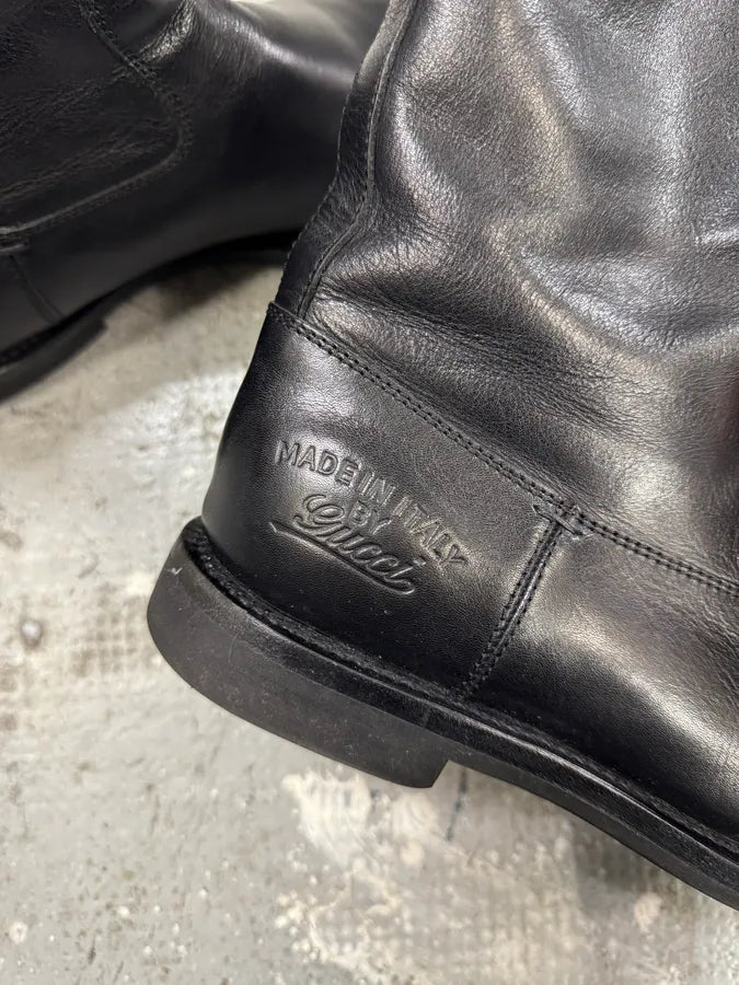2000s Gucci Black Ankle Biker Leather Boots (42eu/us8.5) KyYvkAd 3