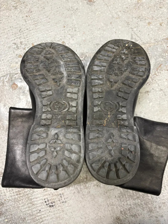2000s Gucci Black Ankle Leather Boots GPNRcxu 8
