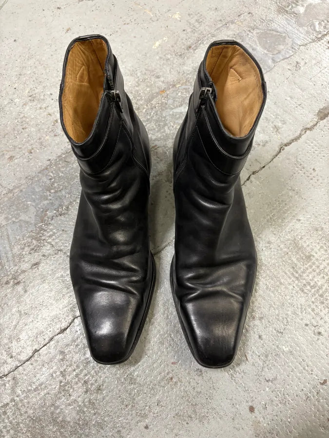 2000s Gucci Black Ankle Leather Boots skpblyJ 1