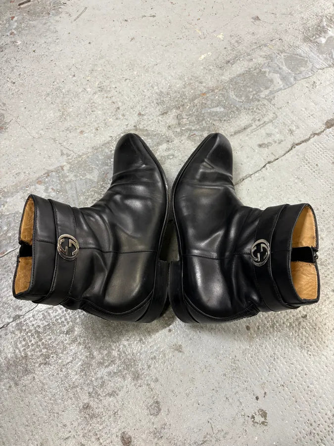2000s Gucci Black Ankle Leather Boots skpblyJ 4