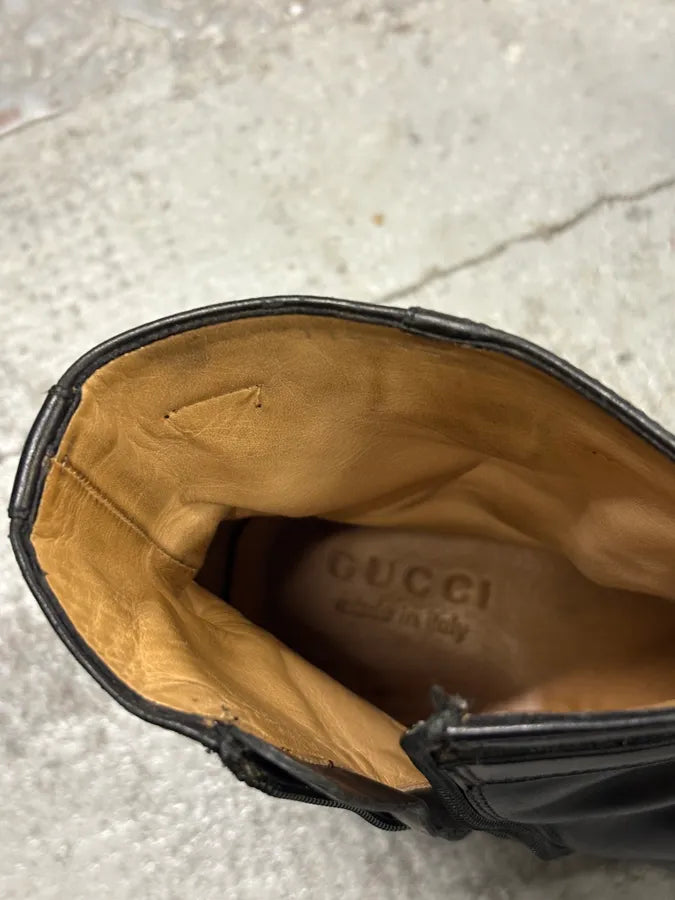 2000s Gucci Black Ankle Leather Boots skpblyJ 8