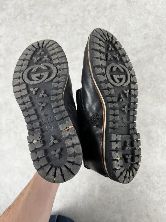 2000s Gucci Black Ankle Leather Boots wHJwquw 6
