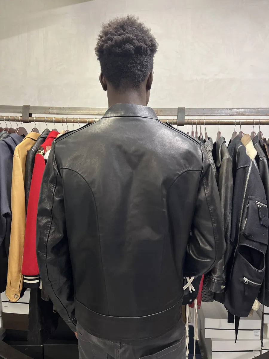 2000s Gucci Black Asymmetrical Buttoned Leather Jacket KZoqrWy 2