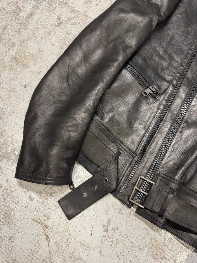 2000s Gucci Black Asymmetrical Leather Biker Jacket AKjDArN 4