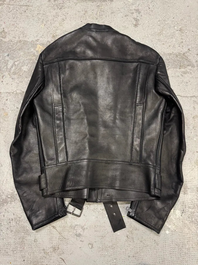 2000s Gucci Black Asymmetrical Leather Biker Jacket AKjDArN 8