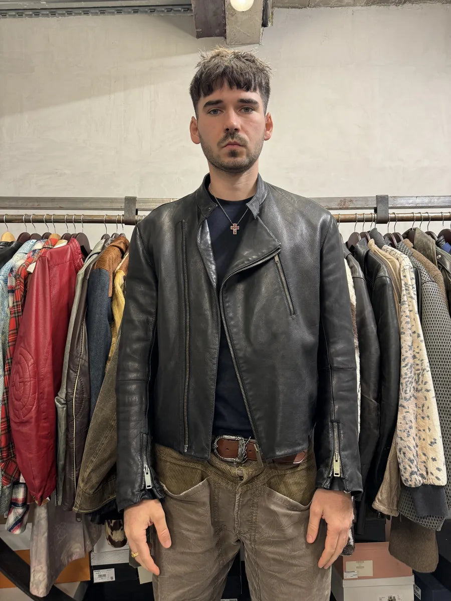 2000s Gucci Black Asymmetrical Leather Jacket by Tom Ford HsSopCx 4