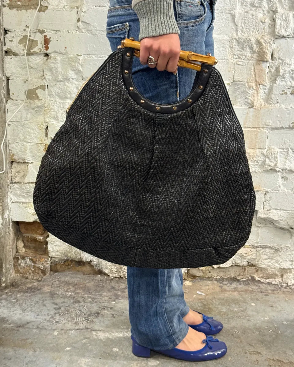 2000s Gucci Black Bamboo Handle Hobo Bag DwVtrpG 1