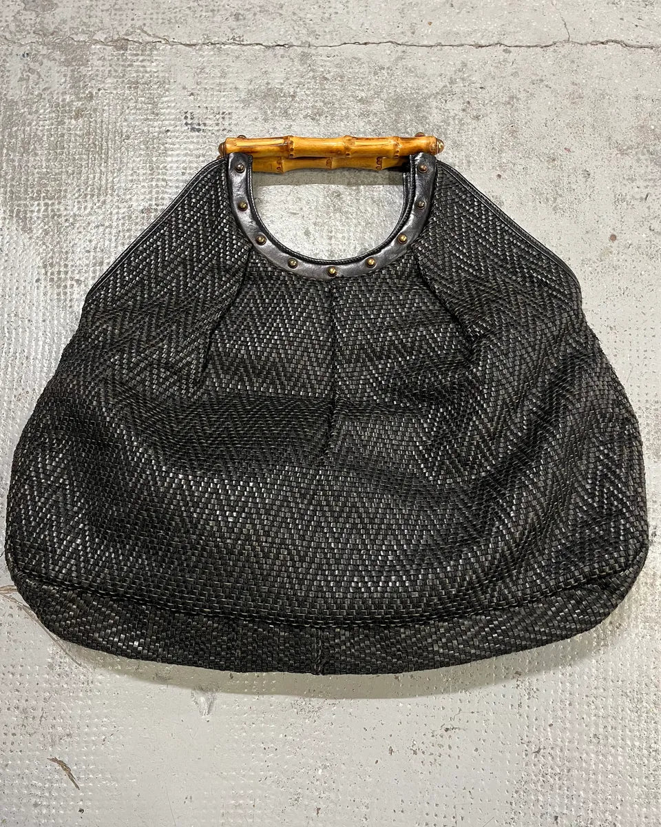2000s Gucci Black Bamboo Handle Hobo Bag DwVtrpG 7