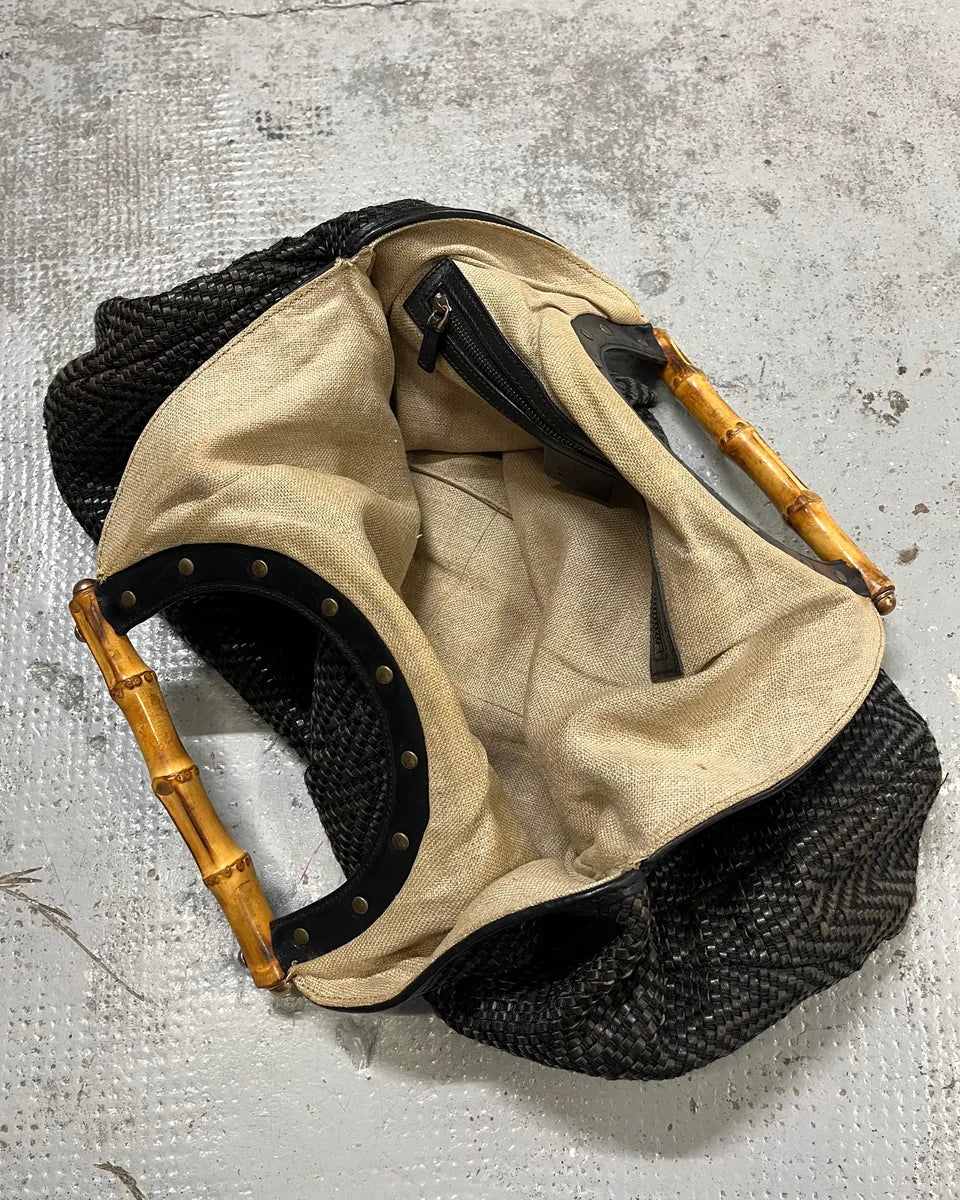 2000s Gucci Black Bamboo Handle Hobo Bag DwVtrpG 8