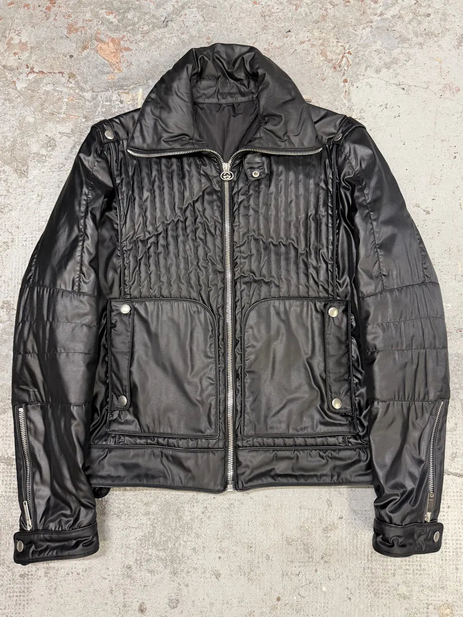 2000s Gucci Black Biker Avnat-Garde Puffer Jacket by Tom Ford xHHxWMb 0