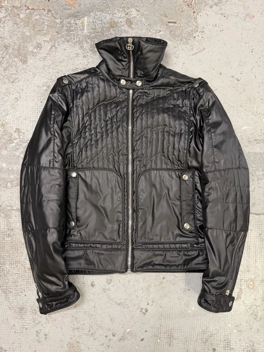 2000s Gucci Black Biker Avnat-Garde Puffer Jacket by Tom Ford xHHxWMb 5