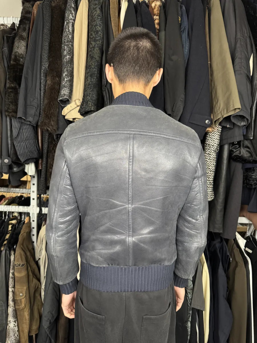 2000s Gucci Black Buttoned Leather Bomber Jacket MSmPvcw 2