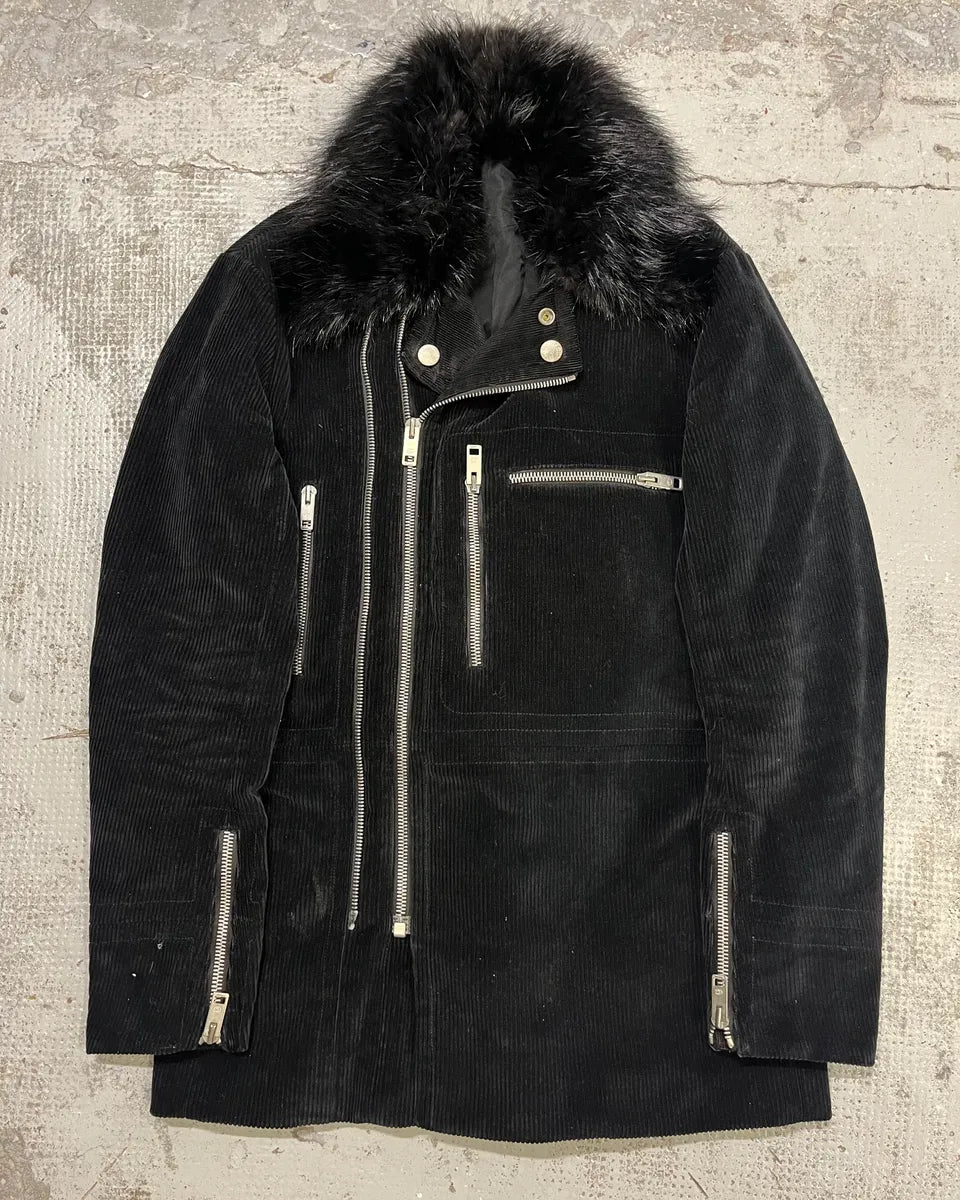 2000s Gucci Black Corduroy Fur Collar Jacket by Tom Ford qdOJuwi 0