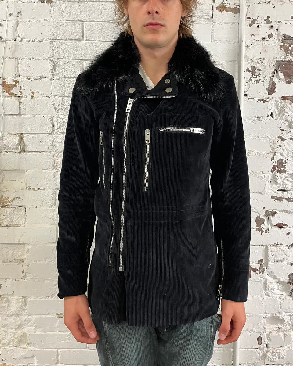 2000s Gucci Black Corduroy Fur Collar Jacket by Tom Ford qdOJuwi 1