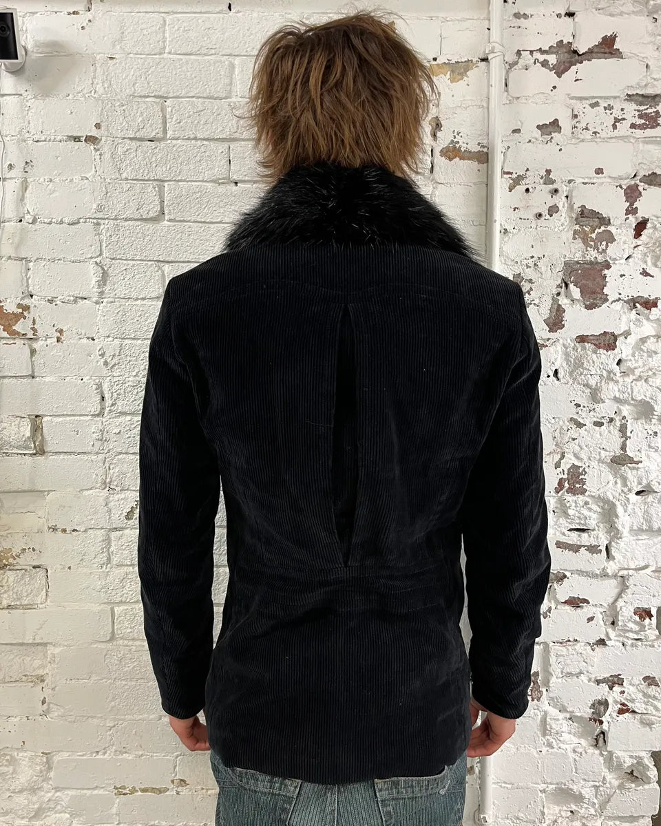 2000s Gucci Black Corduroy Fur Collar Jacket by Tom Ford qdOJuwi 2
