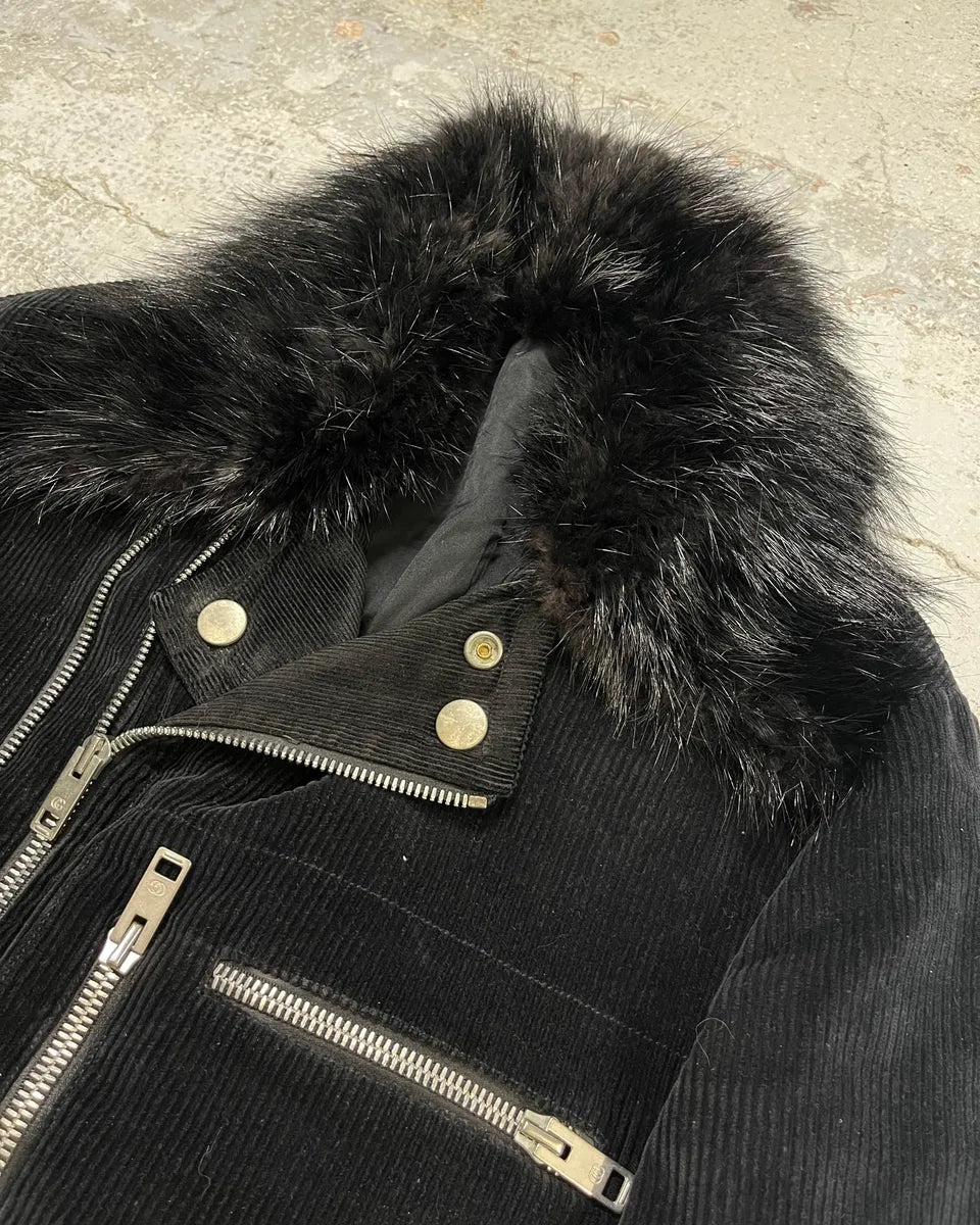 2000s Gucci Black Corduroy Fur Collar Jacket by Tom Ford qdOJuwi 4