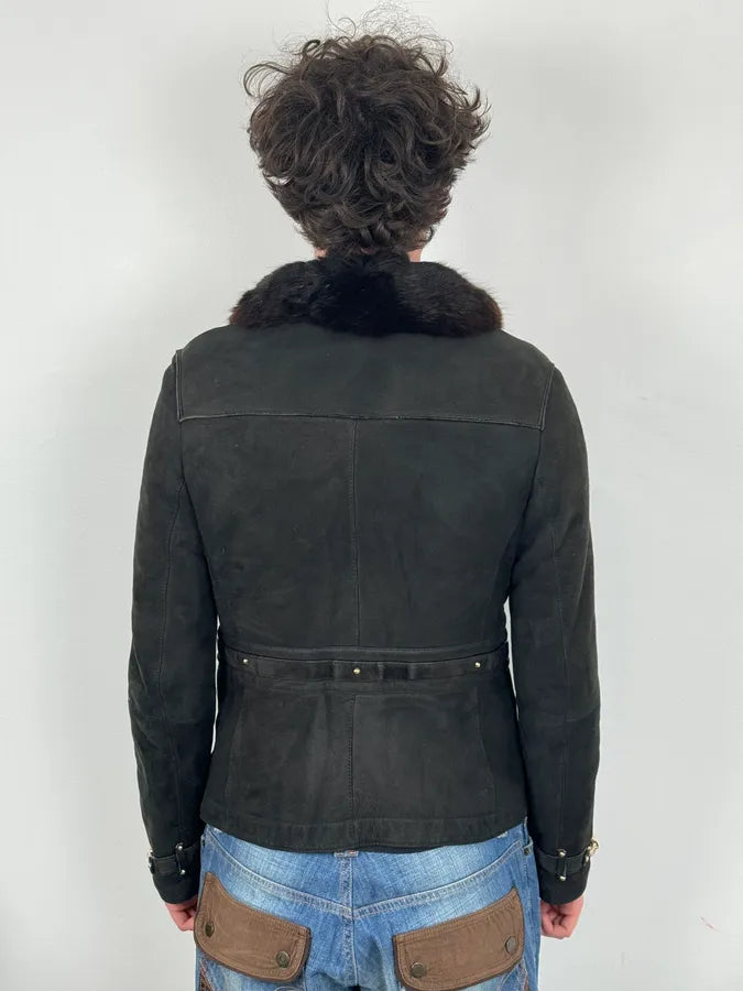 2000s Gucci Black Fur Shearling Leather Premium Jacket GtDBqJc 2