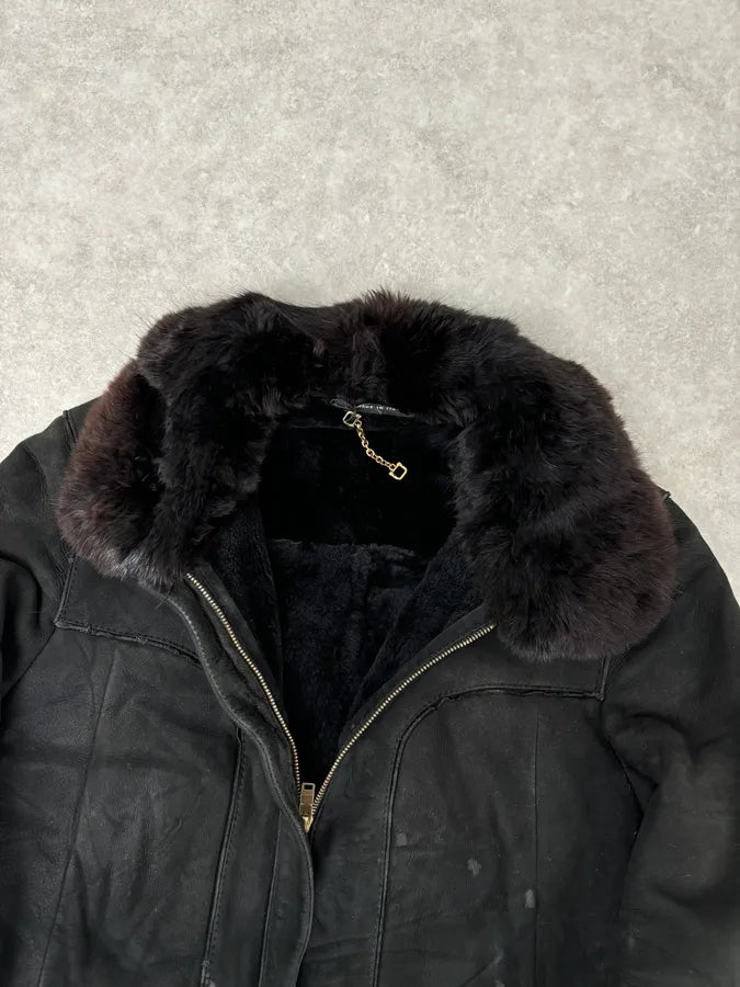 2000s Gucci Black Fur Shearling Leather Premium Jacket GtDBqJc 9