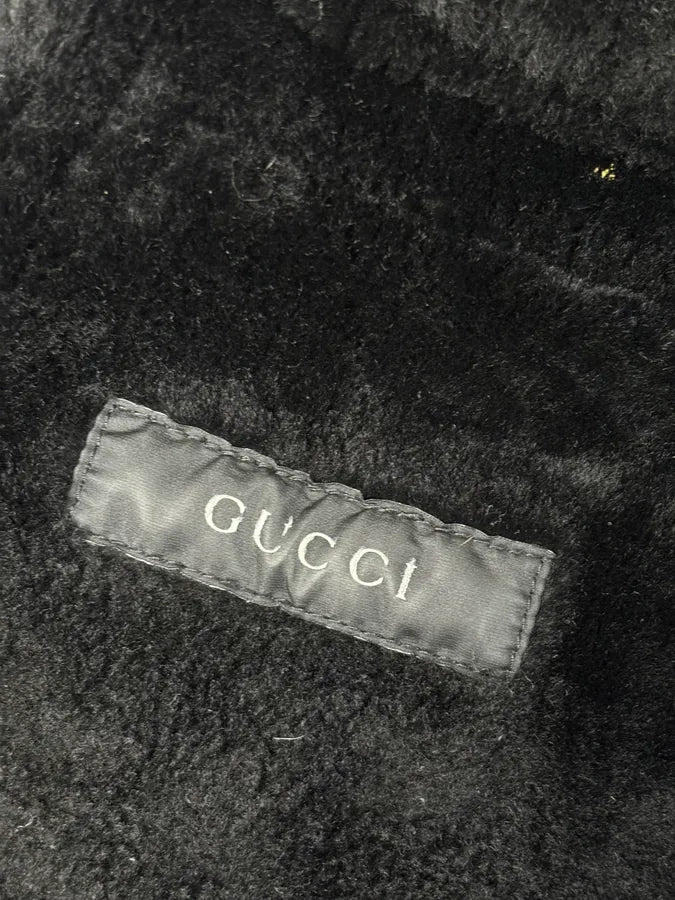2000s Gucci Black Fur Shearling Leather Premium Jacket GtDBqJc 14
