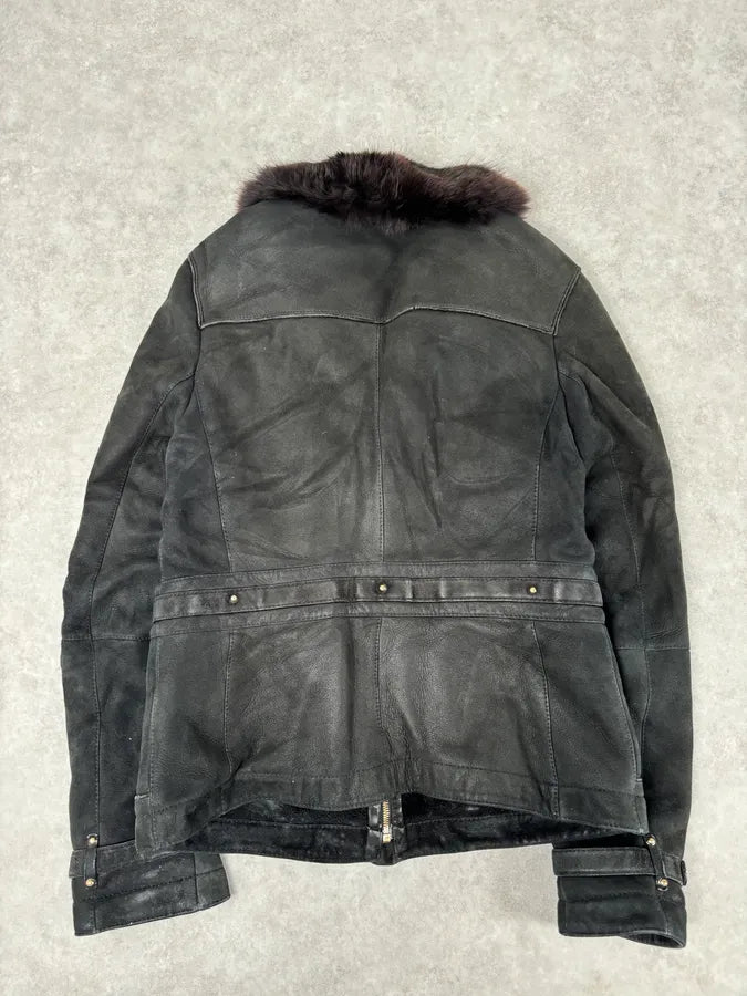 2000s Gucci Black Fur Shearling Leather Premium Jacket GtDBqJc 4