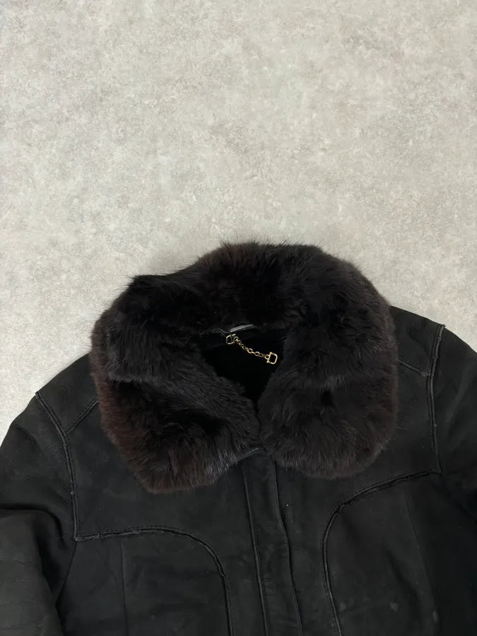 2000s Gucci Black Fur Shearling Leather Premium Jacket GtDBqJc 3
