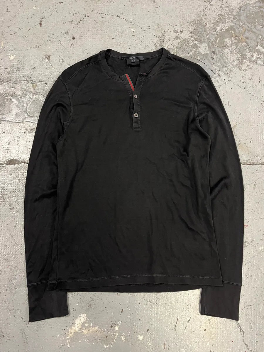 2000s Gucci Black Henley  lWgMxaR 0