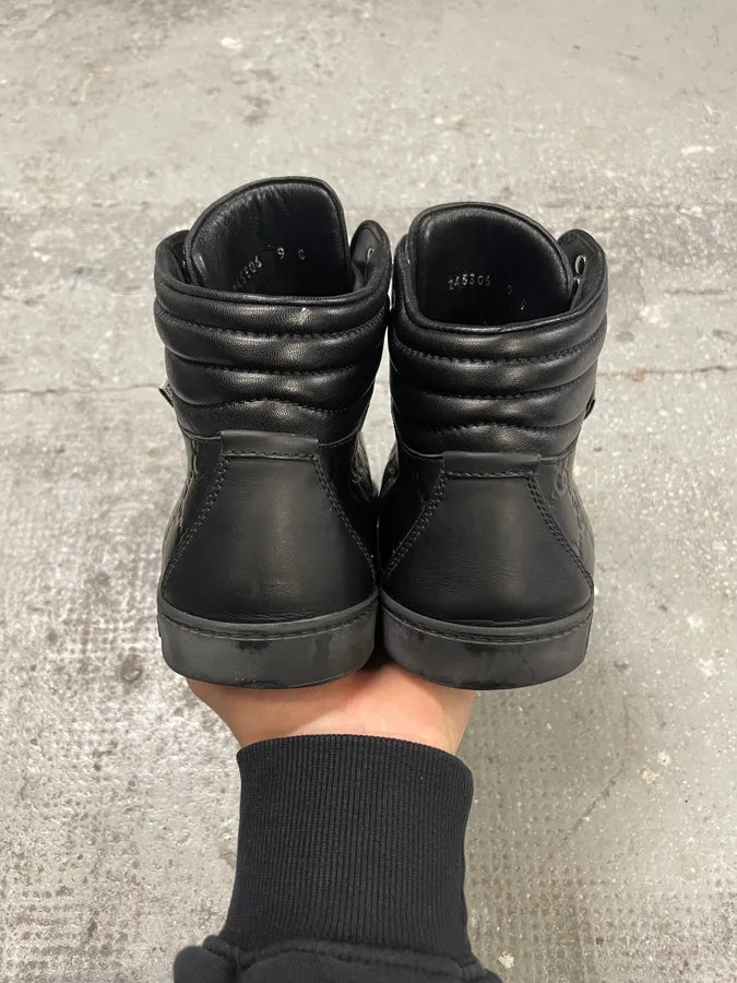 2000s Gucci Black High Leather Monogram Shoes (43eu/us9.5) 6
