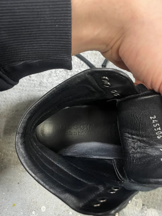 2000s Gucci Black High Leather Monogram Shoes (43eu/us9.5) 9