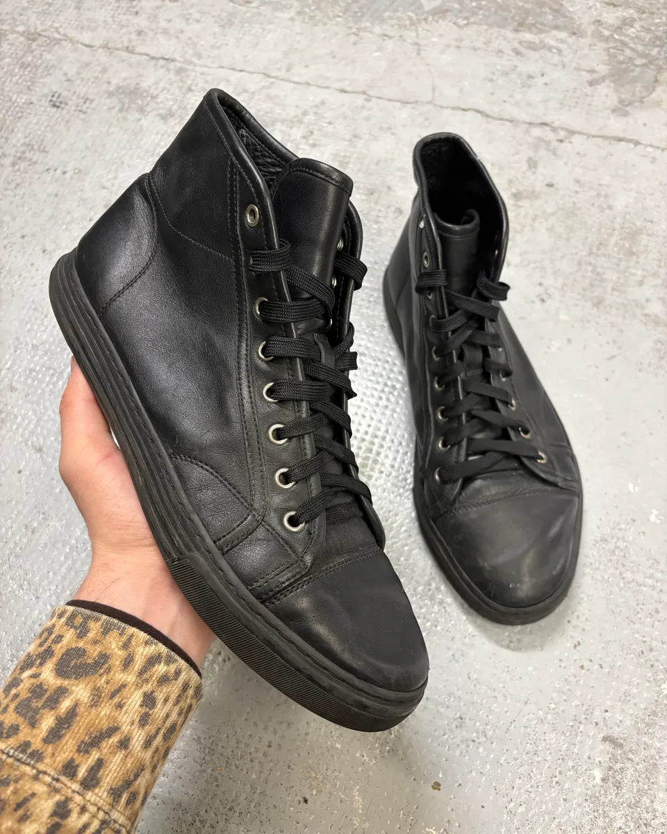 2010s Gucci Black High Leather Sneakers GlRVjEz 0