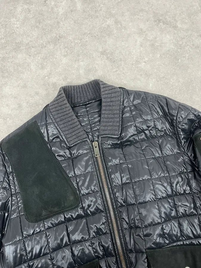 2000s Gucci Black Hybrid Leather Puffer Quilted Jacket jMOyeUu 4