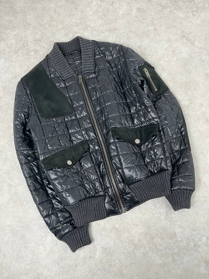 2000s Gucci Black Hybrid Leather Puffer Quilted Jacket jMOyeUu 3