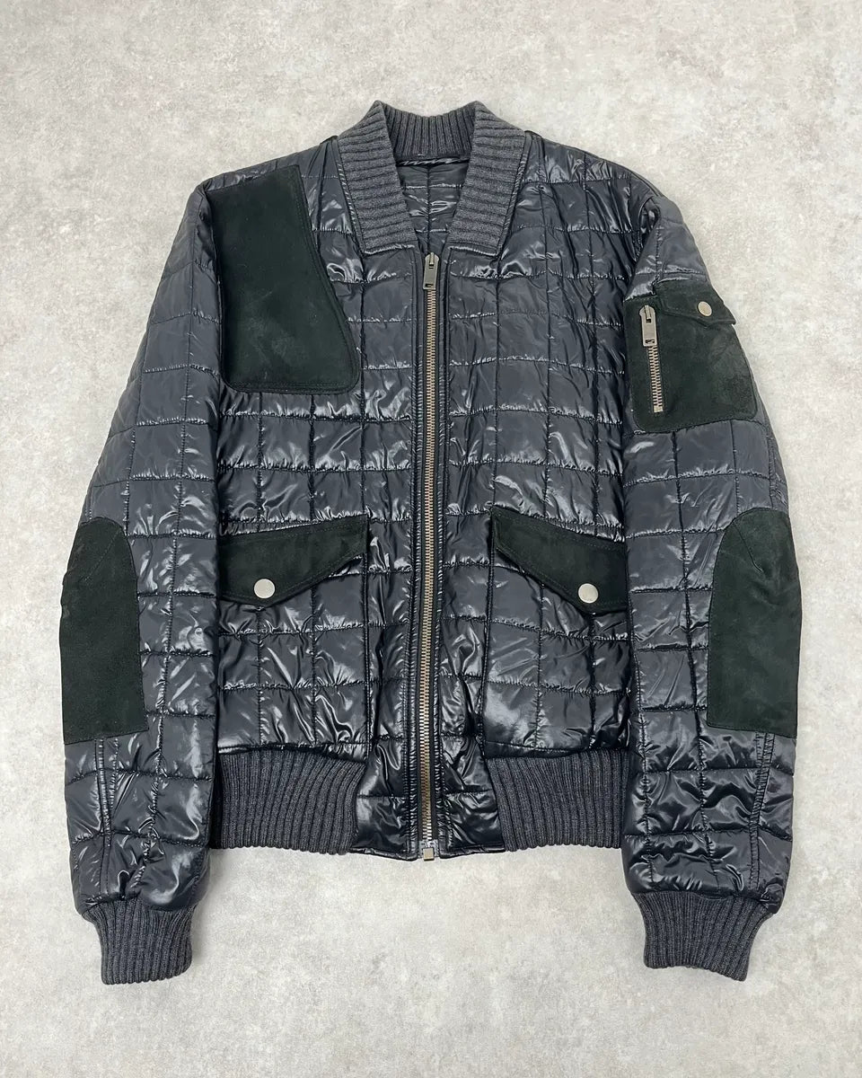 2000s Gucci Black Hybrid Leather Puffer Quilted Jacket jMOyeUu 0