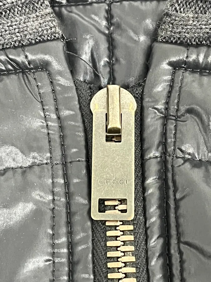 AW2008 Gucci Black Hybrid Leather Puffer Quilted Jacket by Frida Giannini jMOyeUu 8