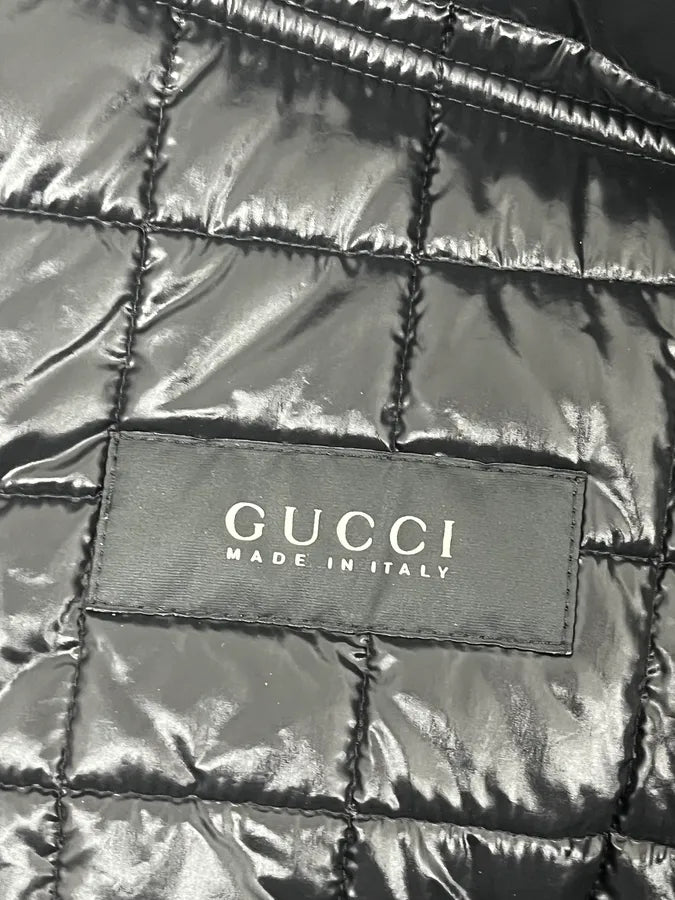 AW2008 Gucci Black Hybrid Leather Puffer Quilted Jacket by Frida Giannini jMOyeUu 9