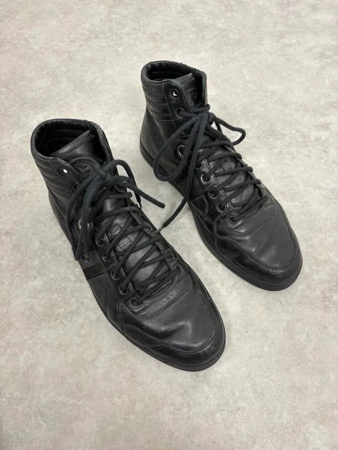 2000s Gucci Black Italian Leather High Sneakers DcIJvkL 3