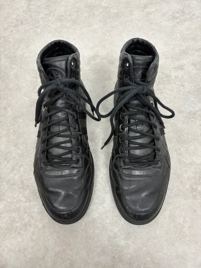 2000s Gucci Black Italian Leather High Sneakers DcIJvkL 1