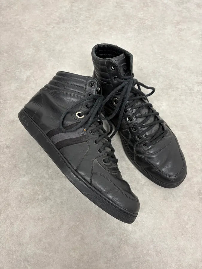 2000s Gucci Black Italian Leather High Sneakers DcIJvkL 4