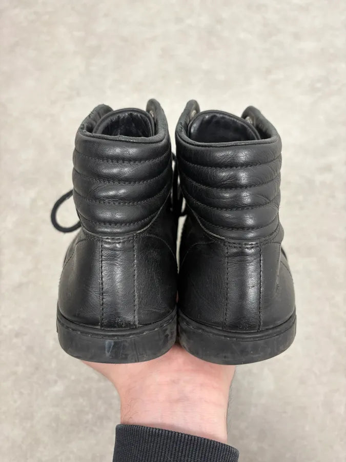 2000s Gucci Black Italian Leather High Sneakers DcIJvkL 6