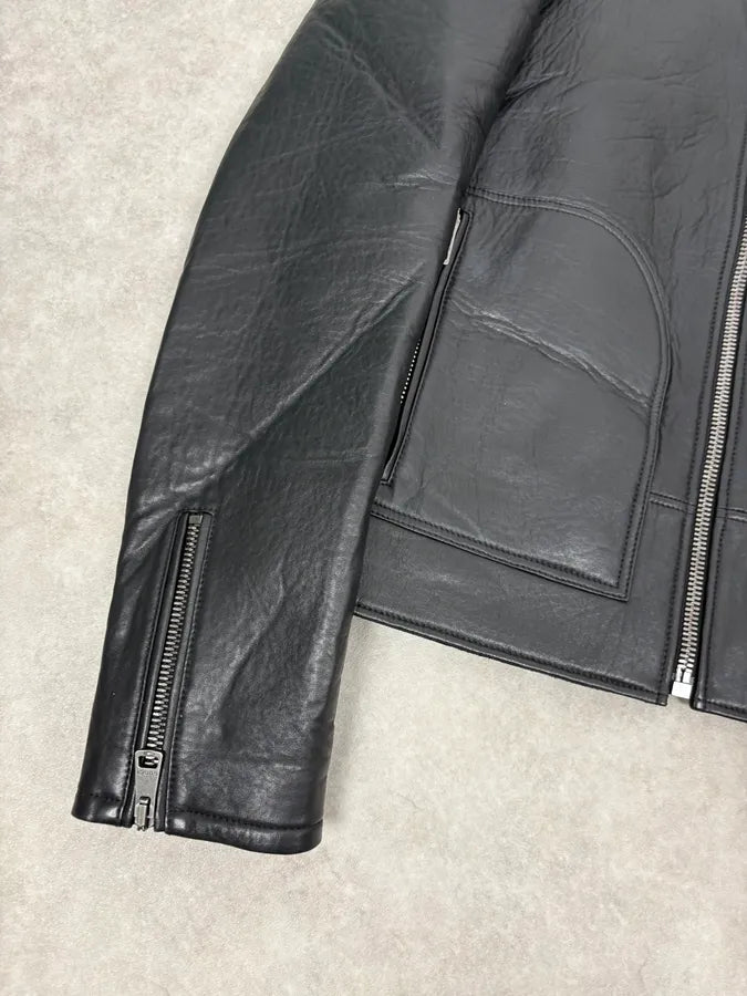 2010s Gucci Black Laced Biker Leather Jacket COpdfqk 7
