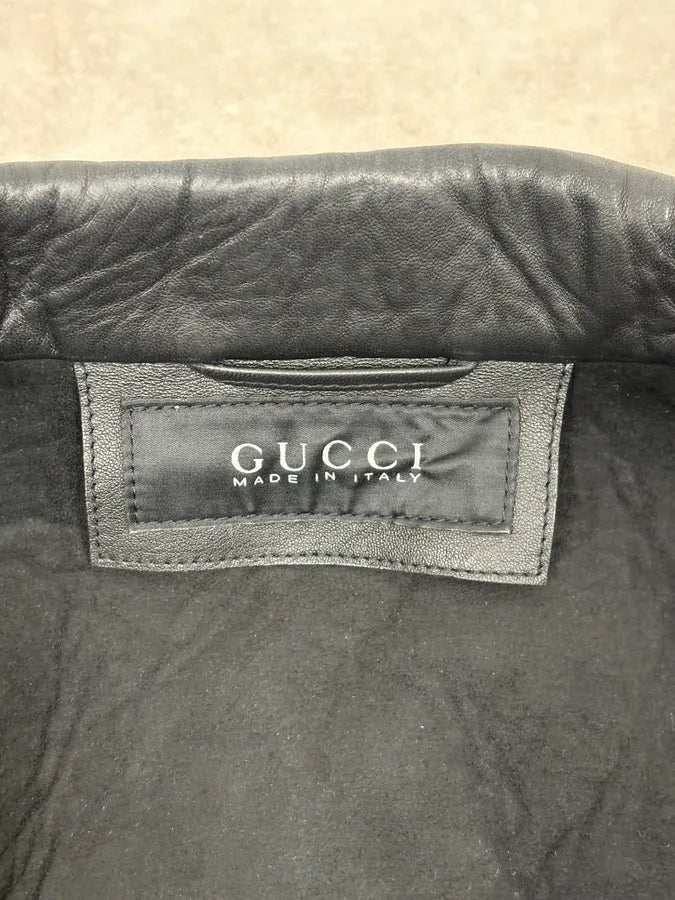 2010s Gucci Black Laced Biker Leather Jacket COpdfqk 11