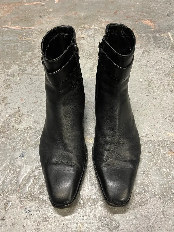 2000s Gucci Black Leather Ankle Boots (44eu/us10) pgAoFKW 3