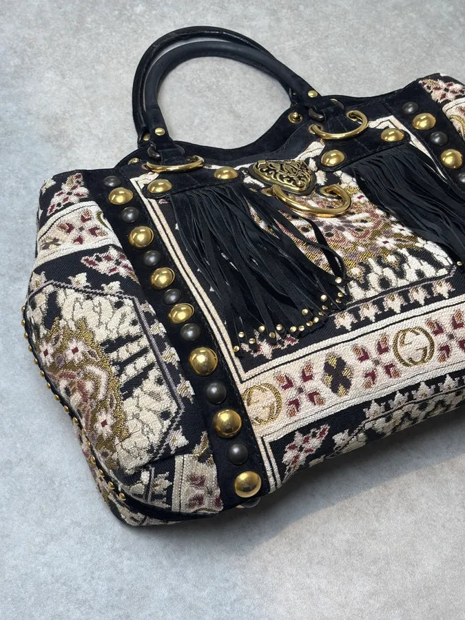 AW2008 Gucci Black Leather Baboushka Studded Bag by Frida Giannini BFClhEM 6